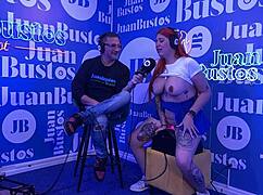 Andrea Pardo cums 5 times on a sex machine during Juan Bustos podcast