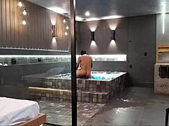 i was in the bathtub when that wild moment happened with the brunette.