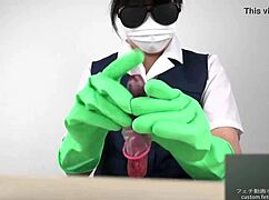 asian handjob with latex gloves feels so good 😍