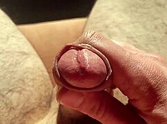 She edges from flaccid playing with precum