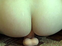 anal masturbation with a big rubber dick brunette in stockings fucks a juicy butt