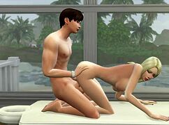 Watch these lovers on the massage table in Sims 4 WickedWhims hentai style