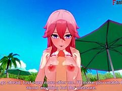 Yae Miko Bikini Sex on Beach in Genshin Impact