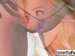 Samantha teases with big tits blonde ass pussy nude masturbation.