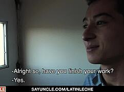 Latino Hunk with Tattoos Dominates Big Dick Boy