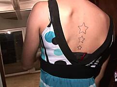 Super horny coed fingers pussy with toys after club