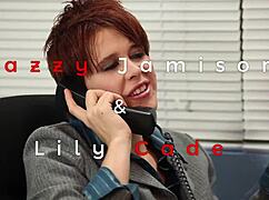 Athletic lesbian Lily Cade fucks ebony Jazzy Jamison with strapon