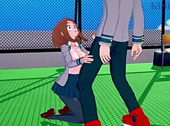 Ochako and Izuku in intense creampie sex scene?