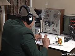 Bold redhead blowjob princess sucks cock intensely, leading to a massive cumshot.