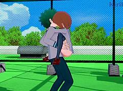 Ochako and Izuku in intense creampie sex scene?