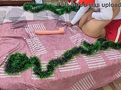 sucking my big ass stepmother's pussy and ass under the christmas tree.