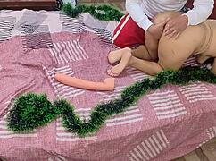 sucking my big ass stepmother's pussy and ass under the christmas tree.