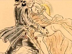 Vintage erotic cartoon illustration from antique anime