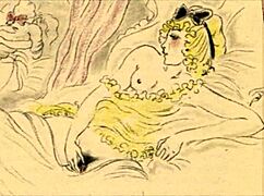 Vintage erotic cartoon illustration from antique anime