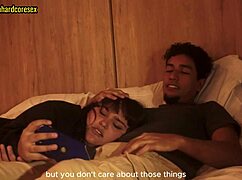 Watching a movie with my stepsister, I couldn't resist shoving my cock in her mouth!