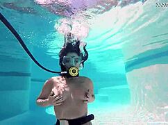 i feel so horny masturbating underwater in the tight swimming pool with my big tits