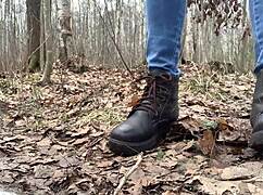 Pee on her panties in the woods while nobody sees