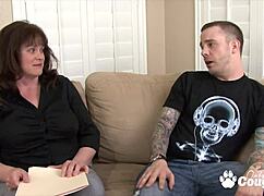 Chunky cougar Ginger expertly drains hard dick