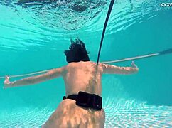 i feel so horny masturbating underwater in the tight swimming pool with my big tits