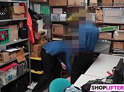 Stunning shoplifter caught and punished with blowjob!