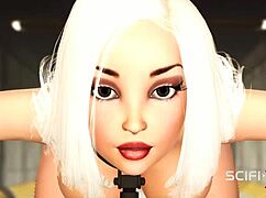 Sci-fi BDSM in Bunker with Cuffed Young Blonde