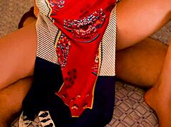 Indian housewife bends over for doggystyle sex on bed and gets creampied