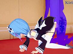 Intense emotions in Emilia, Rem, and Subaru's sex scene from Re Zero hentai