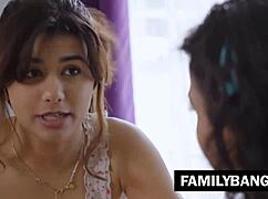 FamilyBangs com ⭐ Last lesbian fling on sofa with stepsister Harley Haze and Adria Rae