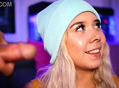 hey, check this cute blonde coed giving her boyfriend a wild footjob!