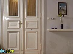 russian brunette in stockings bent over for george uhl's monster cock drilling