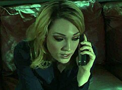 blonde girl poses nude on bed with hairy body for halloween sex