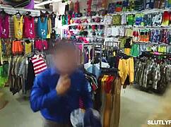 Shoplifter Hazel Moore stripped by Officer Dorian at work. She negotiates a sneaky escape.