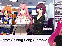 Vtuber lewdneko plays shining song starnova aki route part 2 in anime hentai game