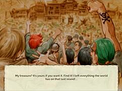 Oh wow, Nami exposes her huge tits in lusty buccaneers parody hentai at night!