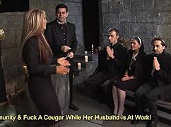 horny nuns cut loose and have a crazy anal orgy in church with wild abandon