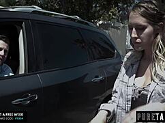 Babe fights with boyfriend then fucks two random dudes with big cocks