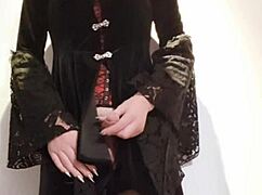 selena shemale masturbates in high heels and long skirt