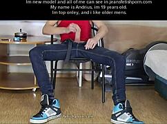 Young gay boy jerking off in tight jeans