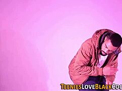 Blonde teen gets pounded by huge dick in doggystyle