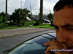 I watch this petite teen 18+ blow a guard so passionately