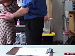 officer catches thief bent over in office doggystyle