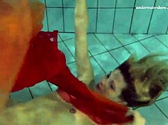 Nastya strips bare and flaunts hot naked body in pool