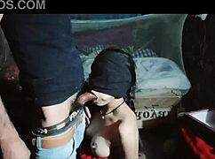 Girlfriend gives hot blowjob to friend's cock, sucking and getting cumshot on her tits.