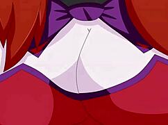 In the circus, baby shows off her big boobs in this anime hentai scene