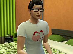 Stepmom catches nerdy stepson masturbating and fucks him hard in his room.