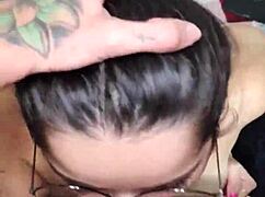 Just out of the SHOWER, white moon dives MOUTH on BIG COCK for FACIAL CUMSHOT.