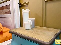 Teen with long legs moans loud taking stepbrother's hard cock in tight pussy