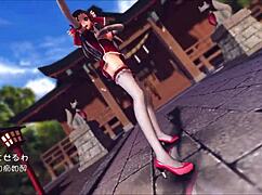 Reim Touhou Pinkcat in Detailed 3D Cartoon Hentai Action