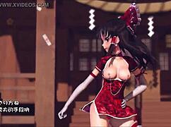 Reim Touhou Pinkcat in Detailed 3D Cartoon Hentai Action