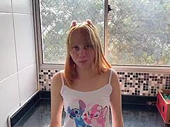 Blonde stepfather craves petite 18+ ass for anal creampie orgasm